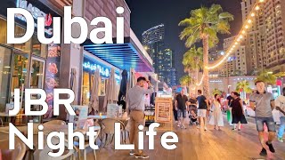 Dubai 4K Night Life JBR  Jumeirah Beach Residence  Night Walking Tour 🇦🇪 [upl. by Nerehs]