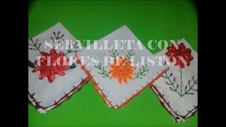 Tutorial Servilleta con flores de listón Parte 1  Estela [upl. by Ailel772]