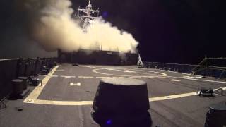 USS Arleigh Burke launches Tomahawk Land Attack Missiles to combat ISIL [upl. by Nereids283]