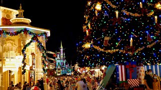 Magic Kingdom 2020 Christmas Decorations At NIGHT  Filmed in 4K  Walt Disney World Florida [upl. by Ecadnak]