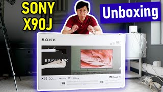 Sony X90J 4K HDR TV Unboxing Setup amp Picture Settings [upl. by Nirehs684]