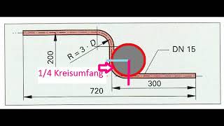 Bestimmen der Rohrlänge mit dem Bogenmaß Zwischenprüfung Anlagenmechaniker SHK [upl. by Hpeseoj]