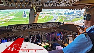 BOEING 747400 Landing Amsterdam  COCKPIT VIEW [upl. by Akenn864]