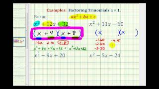 Ex Factor Trinomials When A equals 1 [upl. by Denae]