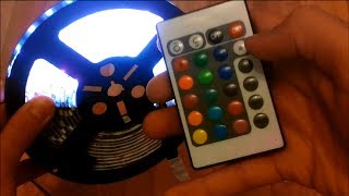 Unboxing and Review 5M 5050 RGB 300 SMD LED Strip Lights with remote Controller [upl. by Kamila296]