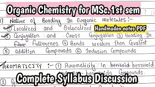 Organic Chemistry MSc1st sem Complete syllabus discussion Handmade Notes in PDF form [upl. by Hildick608]