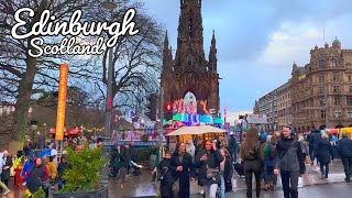 Edinburgh Scotland  Christmas Walking Tour 4K HDR 60fps [upl. by Veron]