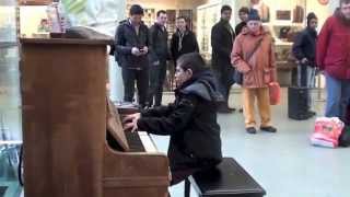 11 year old George plays incredible Beethoven quotWaldsteinquot Sonata at the train station [upl. by Royo]