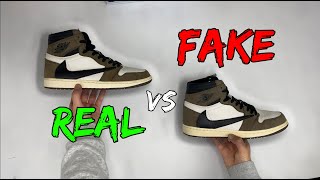 REAL VS FAKE TRAVIS SCOTT X NIKE AIR JORDAN 1 COMPARISON LATEST BATCH [upl. by Nolyak]