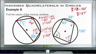 Inscribed Quadrilaterals in Circles Examples Basic Geometry Concepts [upl. by Hugo]