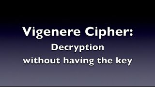 Vigenere Cipher  Decryption Unknown Key [upl. by Halli]