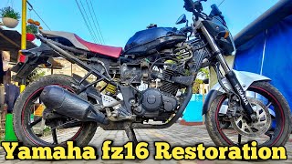 yamaha fz16 restoration  motorcycle restoration india  full bike painting amp restoration [upl. by Durwood158]