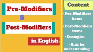 Premodifiers and postmodifiers in English [upl. by Otte]