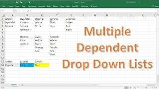 How To Create Multiple Dependent Drop Down Lists In Excel [upl. by Kellyn50]