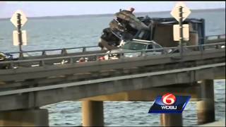 Causeway reopens after wreck pushes car off bridge [upl. by Lemak999]