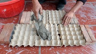 Egg Tray And Cement  How To Make Easy Flower Pots at home for you [upl. by Elicec457]