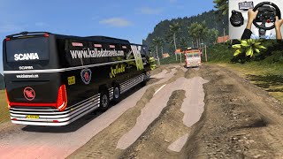 Scania OffRoad Bus Driving  Steering wheel  Shifter Logitechg29 gameplay  Euro truck simulator 2 [upl. by Annailuj]