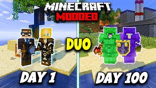 We Survived 100 Days on a MODDED Island  Duo Minecraft 100 Days [upl. by Haleemaj]