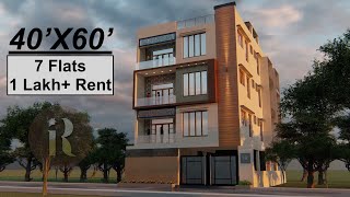 40X60 Feet Apartment Design with 7 Flats  12X18 Meters Design [upl. by Teague553]