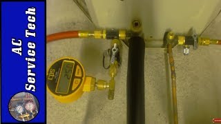 Vacuum Pump AC Lines and Break the Vacuum with Refrigerant Setup Micron Level Weighing [upl. by Datnow]