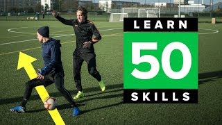 LEARN 50 MATCH SKILLS  Awesome football skills tutorial [upl. by Nnanaej]