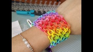 TUTO  bracelet élastique manchette rainbow [upl. by Haiasi]