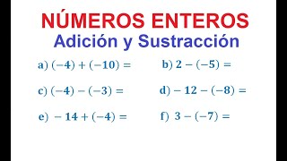 1 ADICIÓN Y SUSTRACCIÓN NÚMEROS ENTEROS [upl. by Imogene]