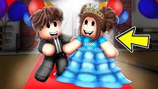 Baby Brooks FIRST SCHOOL DANCE In Roblox Brookhaven [upl. by Ardnikal]