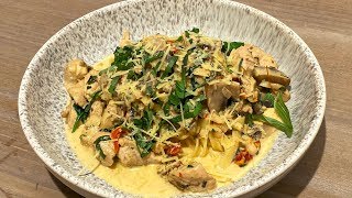 Creamy Garlic Chicken And Mushroom Pasta [upl. by Anilak]