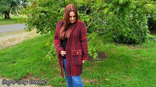 Easy Crochet Cardigan With Pockets  Bag O Day Crochet Tutorial [upl. by Athelstan786]