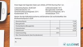 Vorwärtskalkulation  Geschäftsprozesse Abschlussprüfung Kaufmann im Einzelhandel [upl. by Han2]