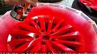 FOLIATECcom Sprühfolie Rot glänzend Felgen folieren Dip Your Rims red glossy [upl. by Mauri800]