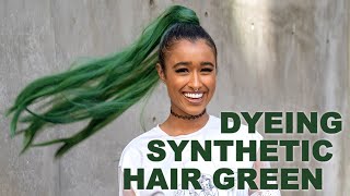 EASY Way To Dye Synthetic Hair  Green Hair Dye Tutorial [upl. by Eisset]