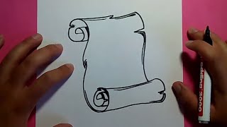 Como dibujar un pergamino paso a paso 3  How to draw a scroll 3 [upl. by Hezekiah]