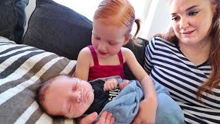 Adley meets Baby Brother so adorable [upl. by Patterman]