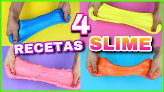 4 RECETAS PARA HACER SLIME  SLIME FÁCIL Y SIN BÓRAX  NatyGloss [upl. by Colan83]