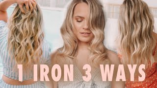 1 Curling Iron 3 Totally Different Curls amp Waves  Kayley Melissa [upl. by Ordisy527]