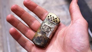 Restoring dented vintage lighter  Restoration project [upl. by Nnaynaffit]