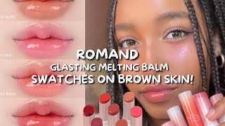 VIRAL KOREAN ROMAND GLASTING MELTING BALM SWATCHES ON BROWN SKIN [upl. by Godliman]