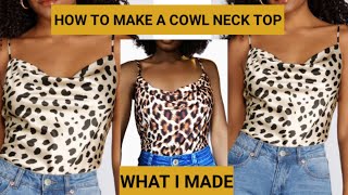 DIY EASY COWL NECK TOP TUTORIAL Cutting and Stitching [upl. by Quin]