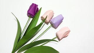 Como hacer flores de papel Tulipanes Super faciles y rapidas  DIY Manualidades 103 [upl. by Llednahc]