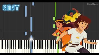 Les Mystérieuses Cités dOr  Theme  Easy Piano Free Score by Piano2Fingers [upl. by Angy]