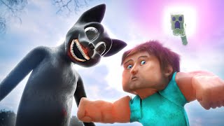 Cartoon Cat Meets Cursed Steve From Minecraft [upl. by Aohsoj]