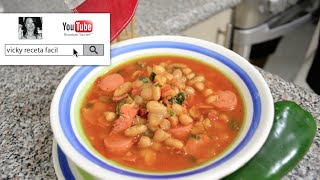 FRIJOLES CHARROS  Vicky Receta Facil [upl. by Aekal368]