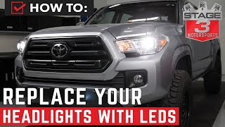 How To Replace Tacoma Headlights with LED Bulbs [upl. by Rod]