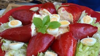 Pimientos del Piquillo rellenos de Bacalao Fáciles y rápidos [upl. by Og]