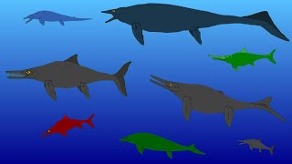 Sea Monsters  Ichtyosaurs  Animated Size Comparison  Extinct Marine Reptiles [upl. by Asilec]