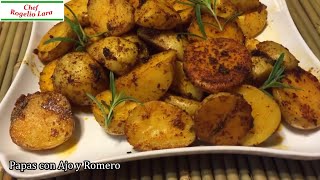 PAPAS AL HORNO CON AJO Y ROMERO DELICIOSA RECETA [upl. by Pierce]