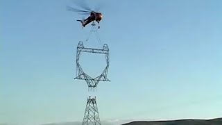 Erickson Powerline  Air Crane Lattice Tower Construction Project [upl. by Parrisch]