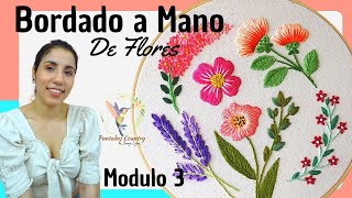 BORDADO DE FLORES a Mano para Principiantes Paso a Paso 🌸 Modulo 3 [upl. by Antoine]